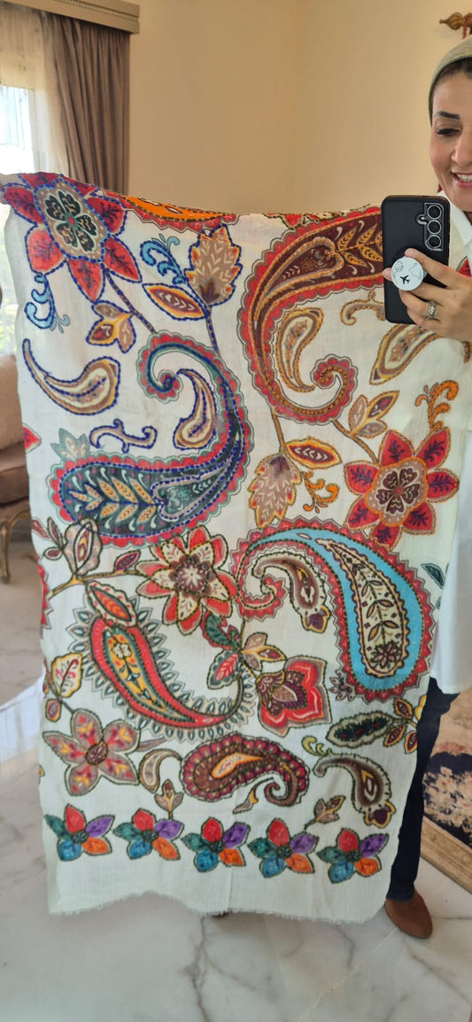 Fine Baby Cashmere Shawls Elephant Pattern