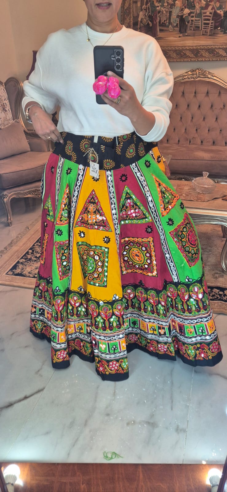 Ethnic Double Flare Skirt