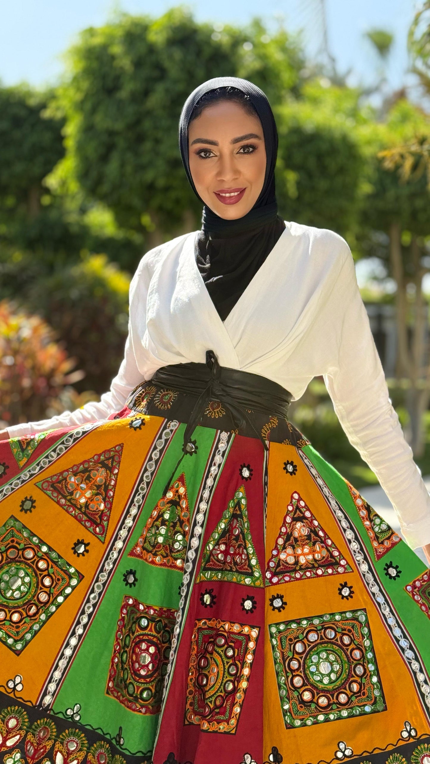 Ethnic Double Flare Skirt