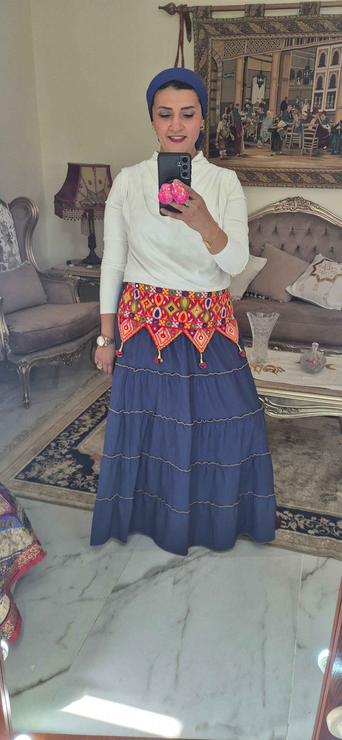 Pure Linen with Embroidered Belt
