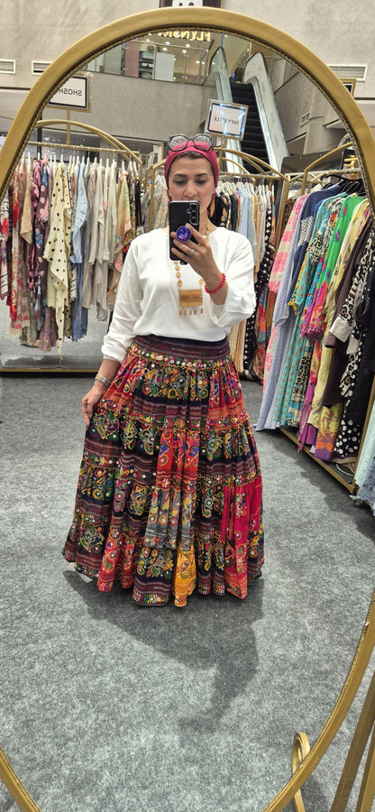 Fully Embroidered Patchwork Skirts