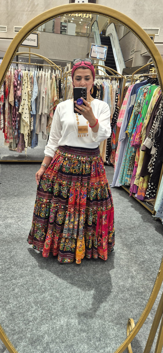 Fully Embroidered Patchwork Skirts