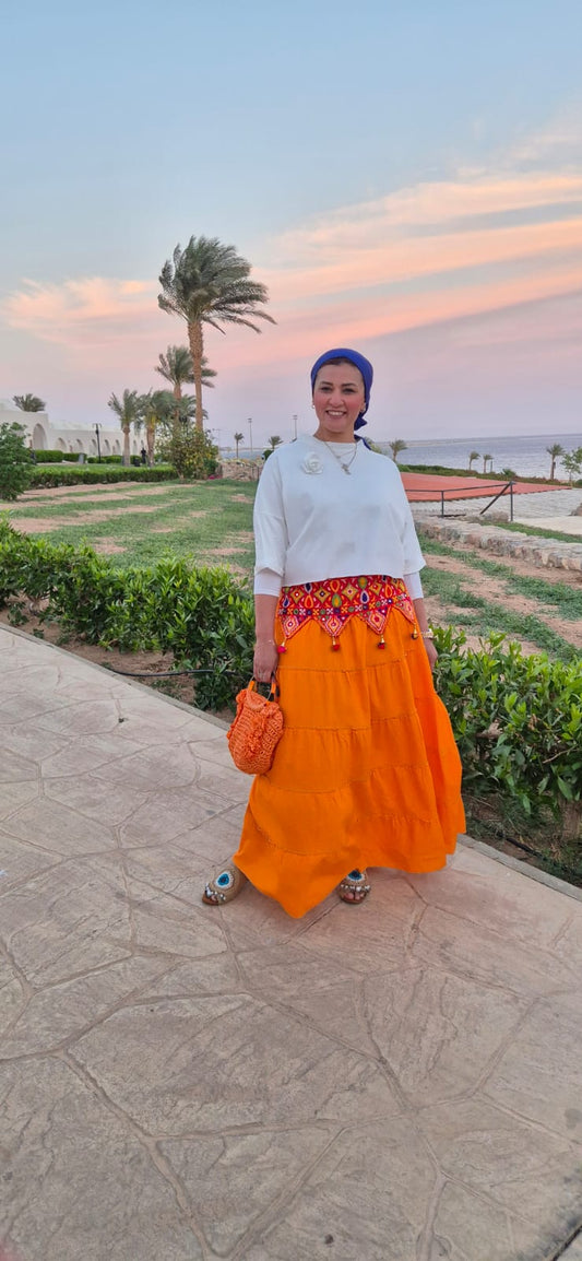 Pure Linen with Embroidered Belt