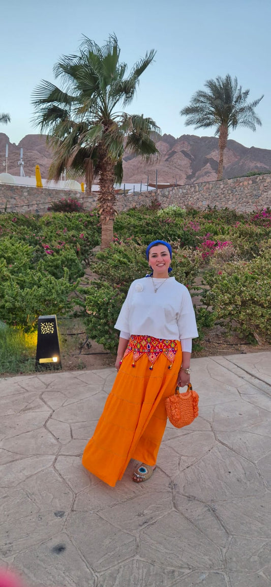 Pure Linen with Embroidered Belt.