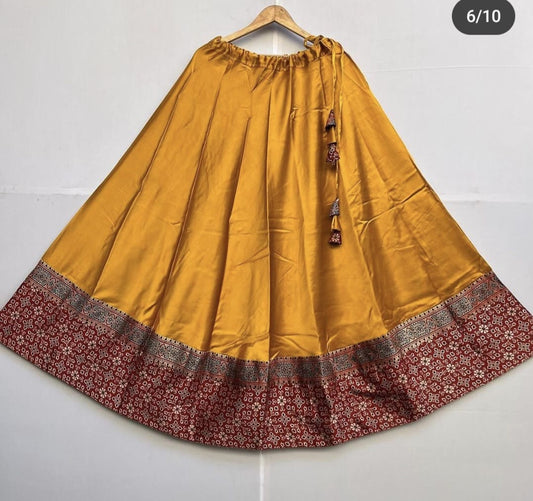Pure Gagi Silk Skirts with Ethnic Touch - Mustard