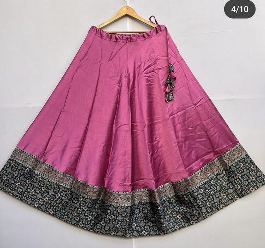 Pure Gagi Silk Skirts with Ethnic Touch - Pink