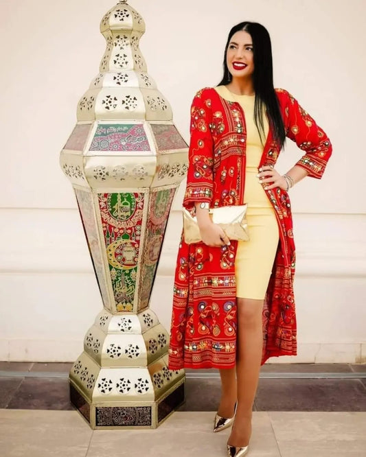 Ethnic Mirror Kimonos - Red.