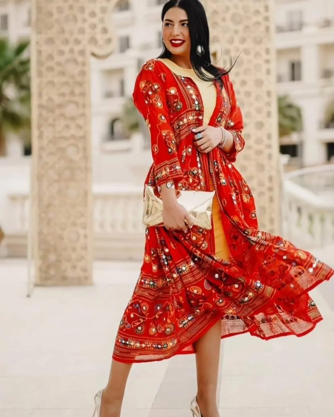 Ethnic Mirror Kimonos - Red.