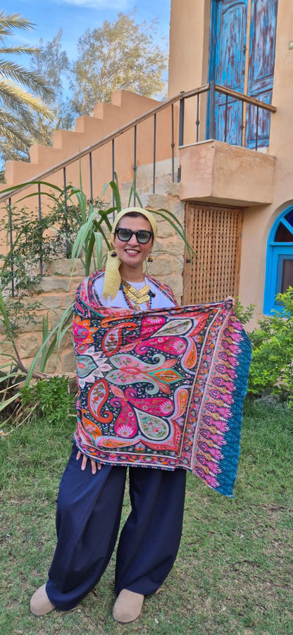 Baby Cashmere Shawls With Silk Threads Embroidery