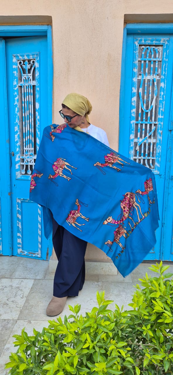 Camel Herd Collection Pure Cashmere Shawls With Silk Threads Embroidery