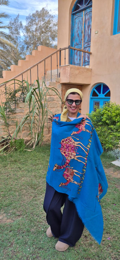 Camel Herd Collection Pure Cashmere Shawls With Silk Threads Embroidery