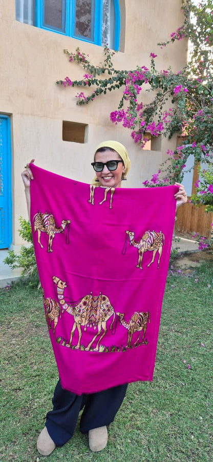 Camel Herd Collection Pure Cashmere Shawls With Silk Threads Embroidery
