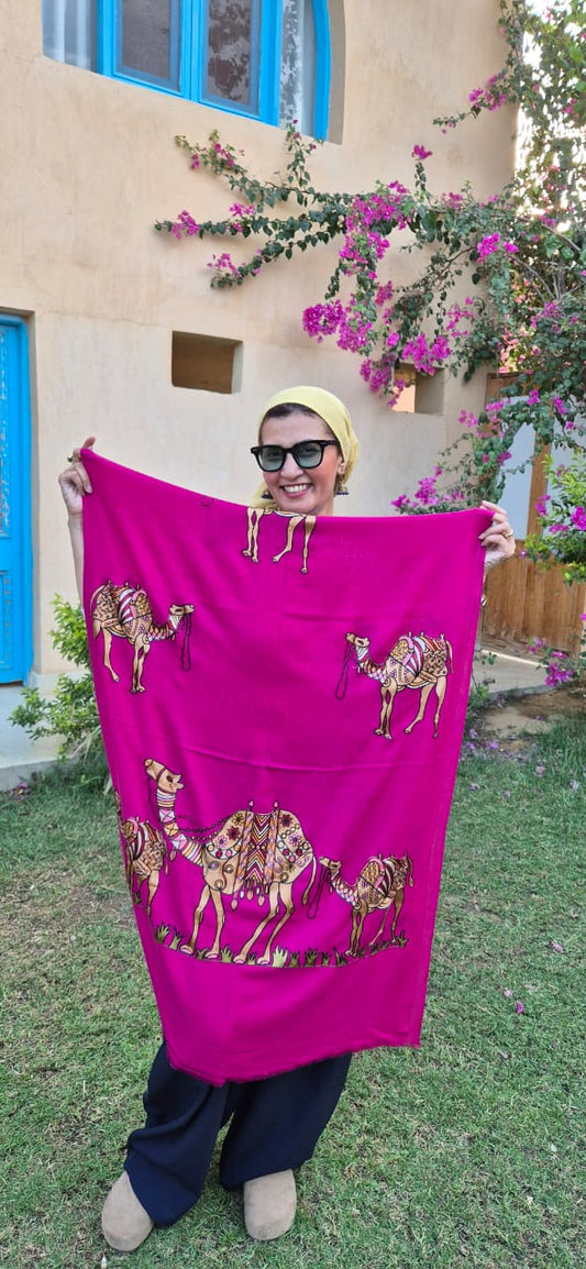 Camel Herd Collection Pure Cashmere Shawls With Silk Threads Embroidery