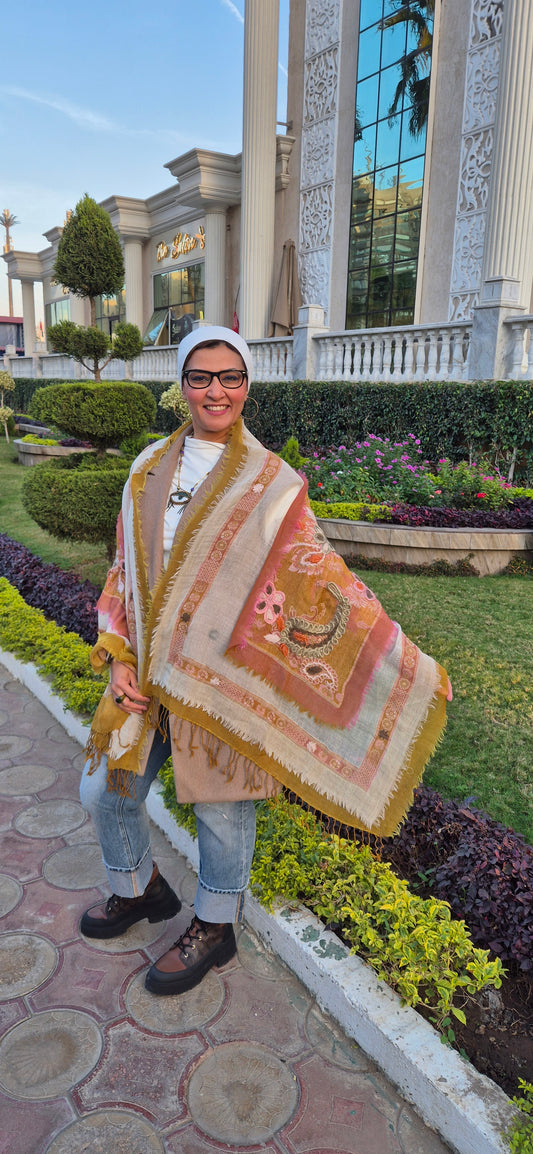 3 Layers Hand-Embroidery Cashmere Shawl