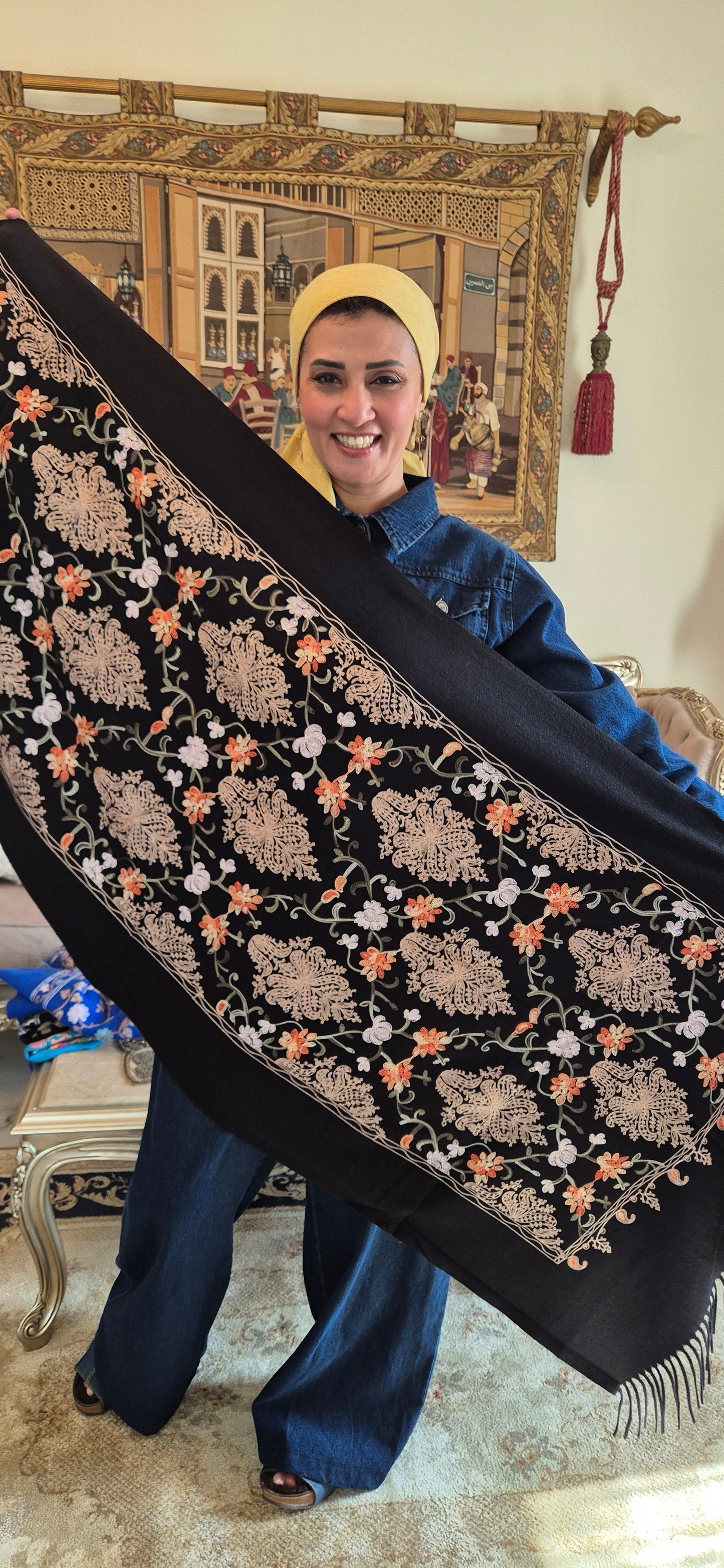 Full Embroidery Cashmere Shawl