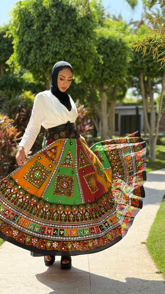 Ethnic Double Flare Skirt