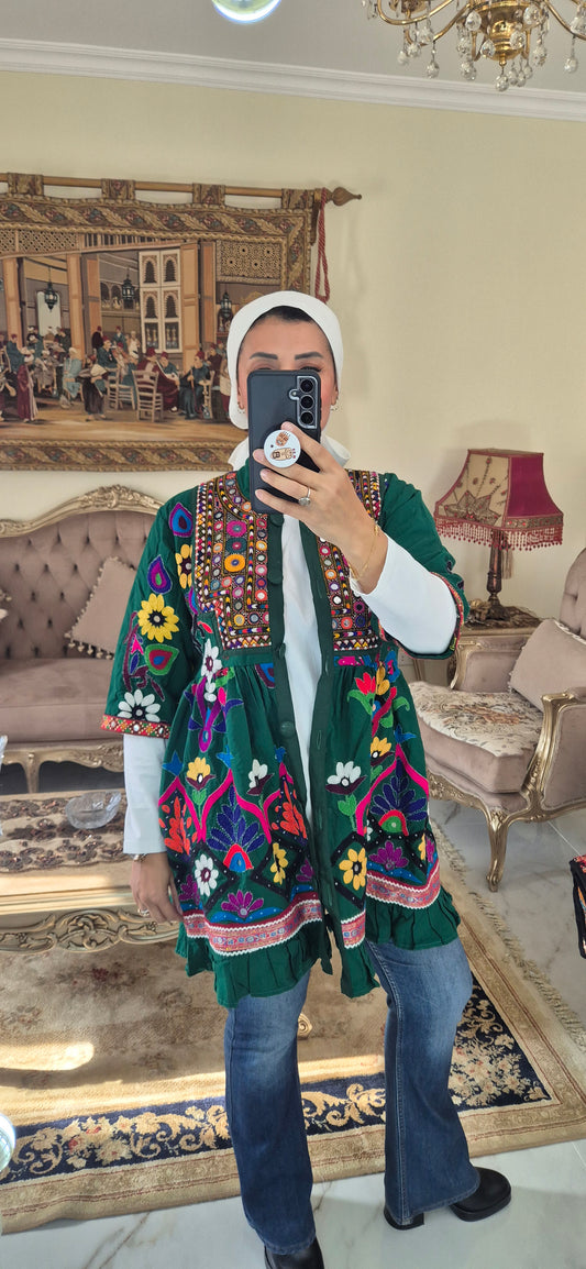 Fully Handmade Ethnic Jacket with Afghani Embroidery