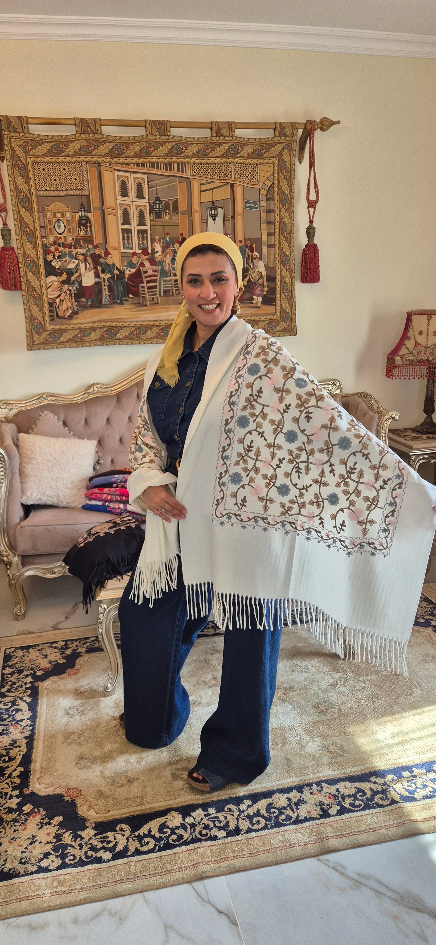 Full Embroidery Cashmere Shawl