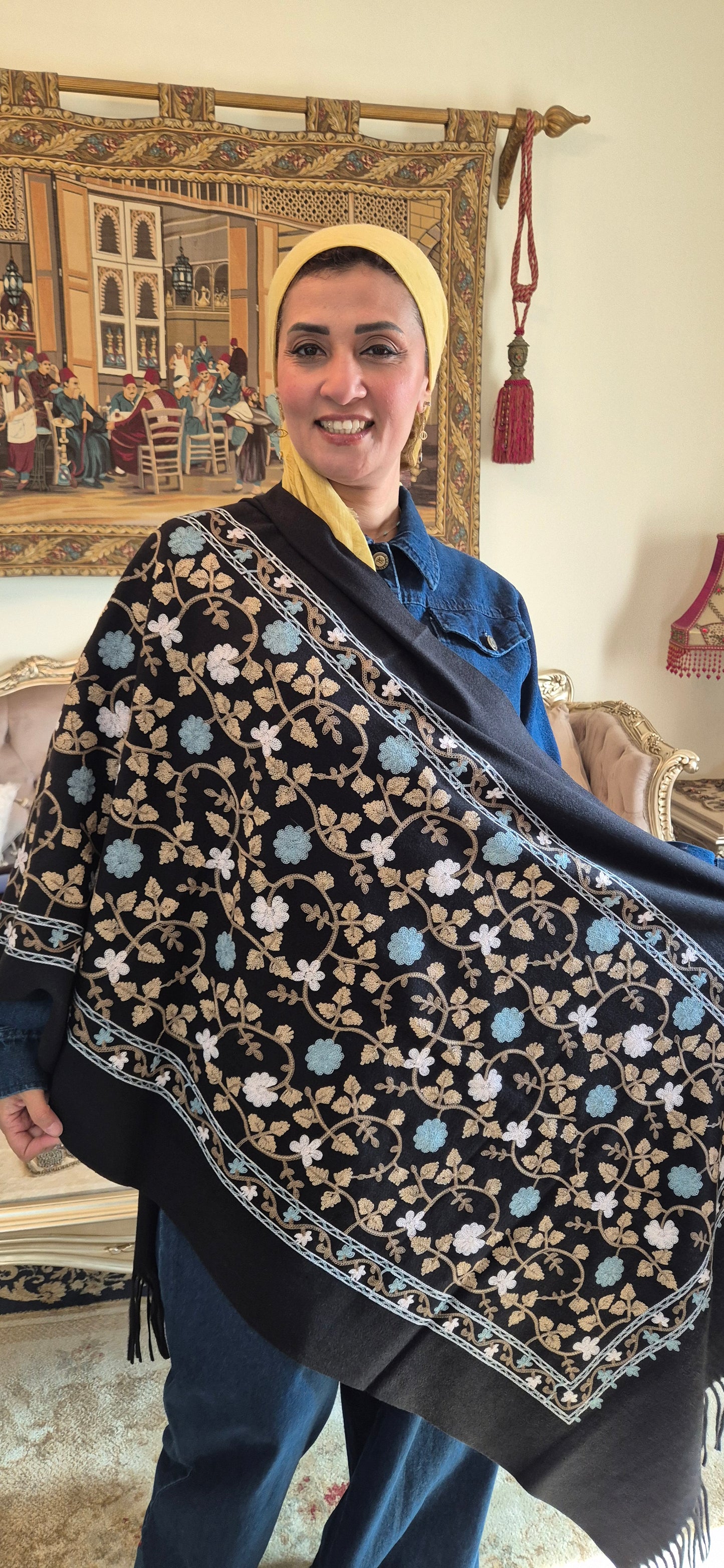 Full Embroidery Cashmere Shawl