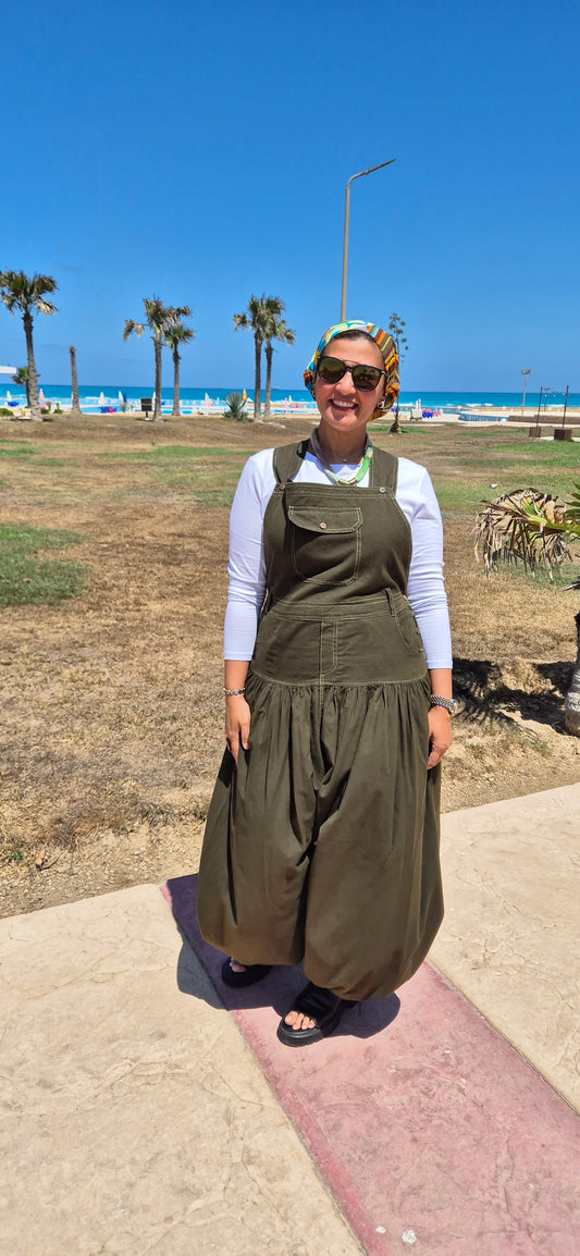 Pure Cotton Jumpsuit - Olive