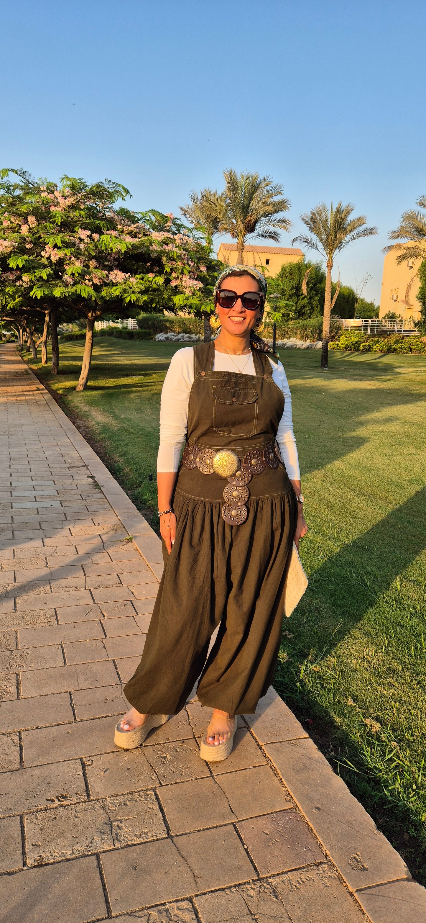 Pure Cotton Jumpsuit - Olive